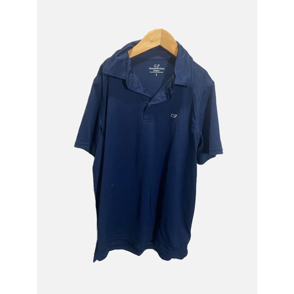 Vineyard Vines Polo Shirt Boys Large 16 Navy Blue Sankaty Performance Preppy Gol